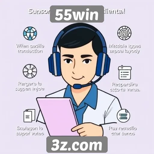 Funcionalidades do suporte ao cliente no 55win