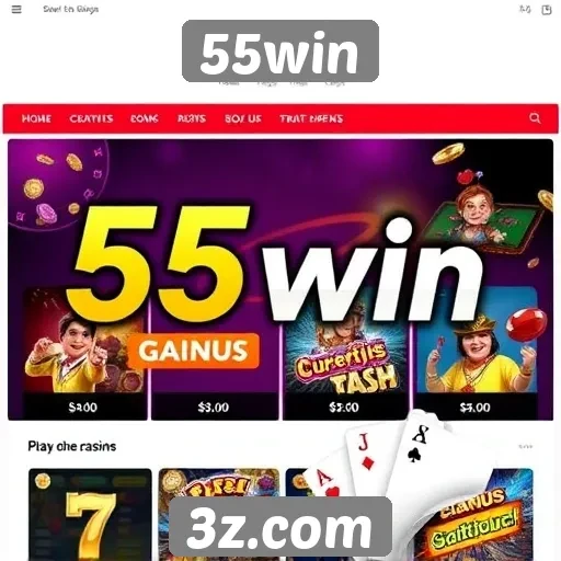 Visão geral das ofertas de jogos no site 55win